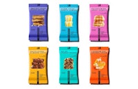 six different types of snack bars on a white background