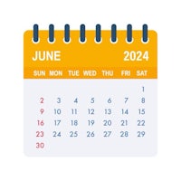 june 2020 calendar on a white background