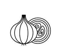 onion icon in black and white on a white background