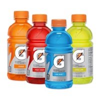 three bottles of gatorade on a white background