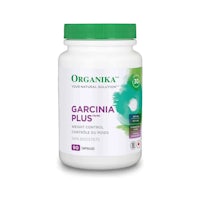 a bottle of organika garcina plus on a white background