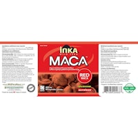 a bottle of inka maca with a red label