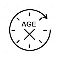 a clock with the word age on it