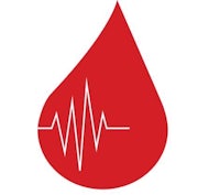 a red blood drop with an ecg line