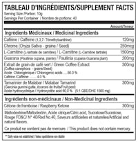 a label showing the ingredients of a supplement