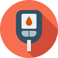 an icon of a blood glucose meter with a long shadow