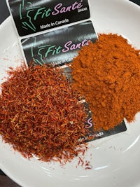 saffron powder and dried saffron in a bowl