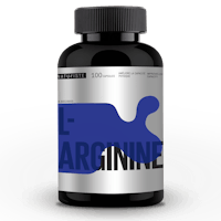 the bottle of l-arginine on a white background