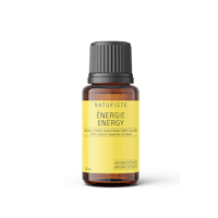 a bottle of energize energy essential oil on a black background