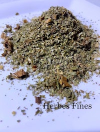 herbs fines on a white plate