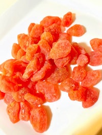 dried apricots on a white plate