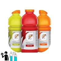 three bottles of gatorade are shown next to each other