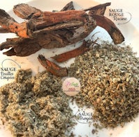 a plate with different types of herbs and spices on it