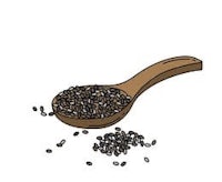 black sesame seeds in a wooden spoon