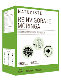 a box of organic moringa powder