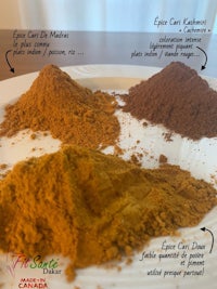 three different types of spices on a plate