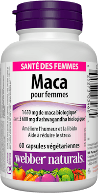 a bottle of weber naturals maca for women