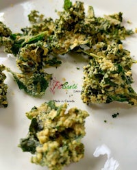 kale chips on a white plate