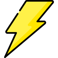 a yellow lightning bolt on a black background