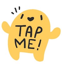 a yellow cartoon character with the words tap me