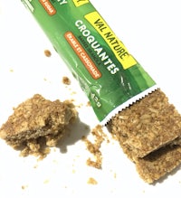 a bar of granola with a piece of granola
