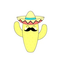 a cartoon cactus with a sombrero and mustache