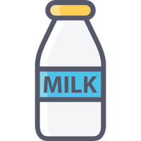 a milk bottle icon on a white background