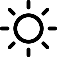 a black sun icon on a white background