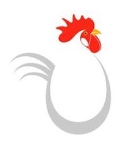 a rooster logo on a white background