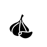 a black garlic icon on a white background