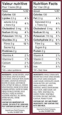 a nutrition label for a product with a maroon background