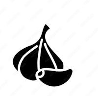 a black garlic icon on a white background