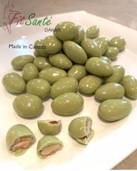 green almonds on a white plate