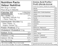 a nutrition label for a protein powder