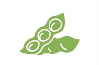 a green pea logo on a white background